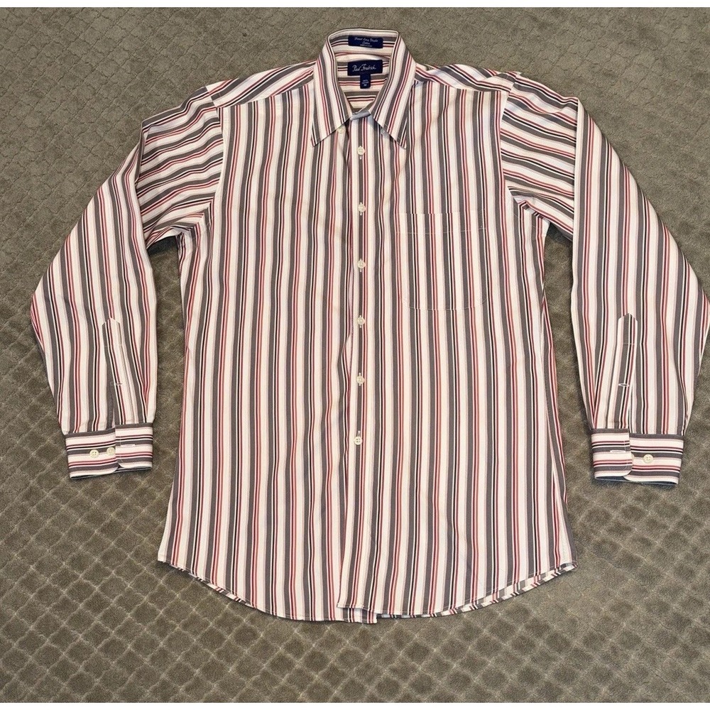 Paul Fredrick Dress Shirt Mens M Multicolor Stripes Long Sleeves 100% Cotton